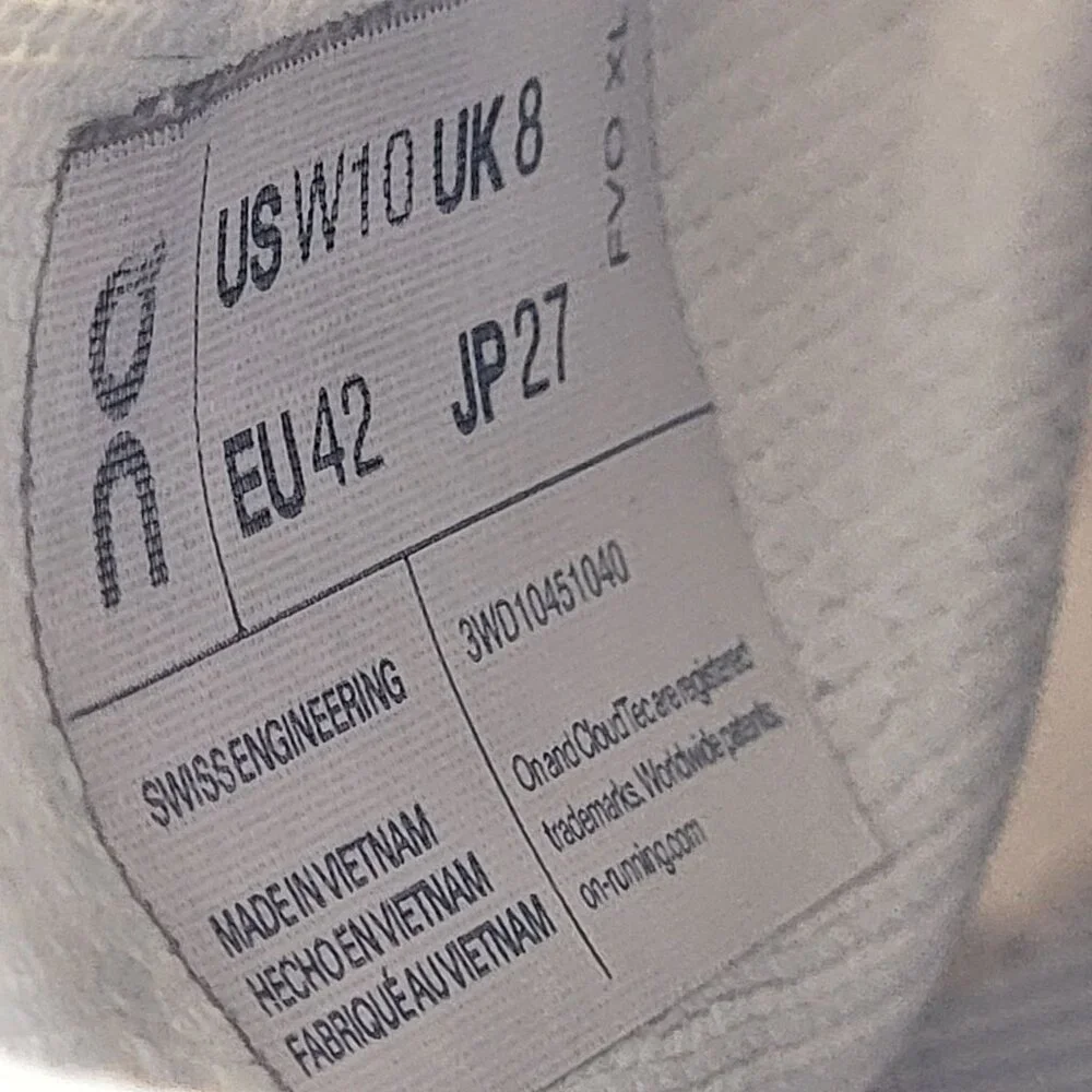ON Cloudswift 3 Womens 10 Triple White Running Shoes Athletic Sneakers Walking